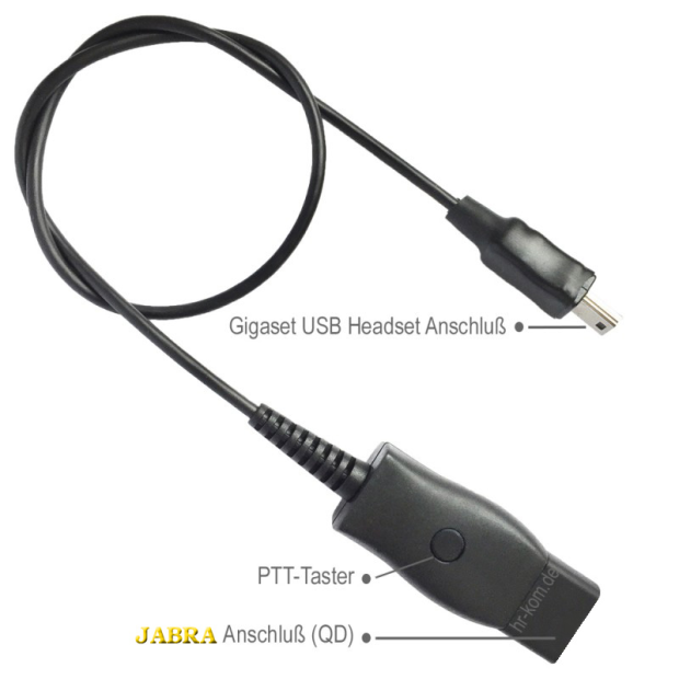 Adapterkabel für Gigaset SL400, SL400A, SL910, SL910A an JABRA Headset